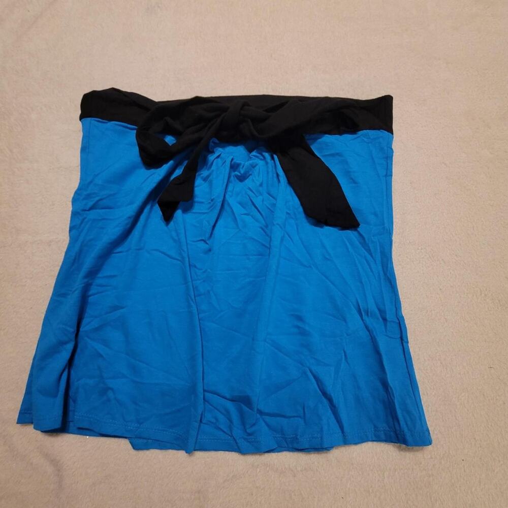 Venus blue strapless key hole halter top with bow